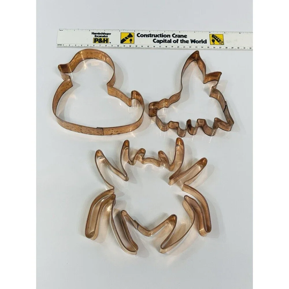 3 Williams Sonoma Copper Cookie Cutters Spider Bee & Duck Halloween